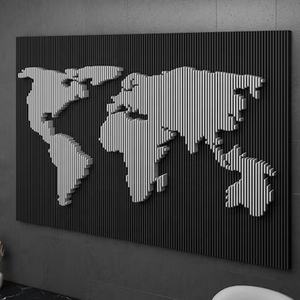 Sculpture murale en bois poli en forme de globe terrestre, éducative, moderne, caractéristique cartographique, décoration artistique de la carte du monde - Product Image 3