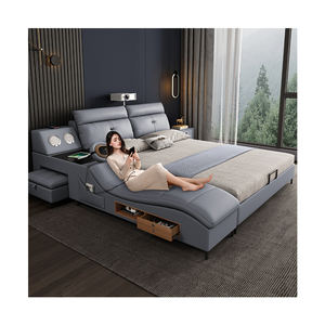 Juego de muebles de dormitorio cama moderna de lujo ligera de cuero de diseño cama king size otros muebles de dormitorio cama de almacenamiento con música - Product Image 1