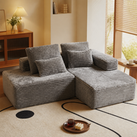 Canapé modulaire en velours rayé épais avec éponge haute densité en forme de L, canapé sectionnel moderne pour hôtel, appartement, salon écologique