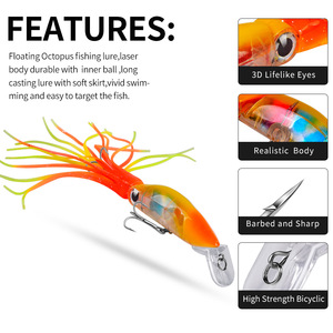 <span class=keywords><strong>Leurre</strong></span> de pêche dur en silicone pour jigging, type Swimbait <span class=keywords><strong>Dtd</strong></span>, avec hameçon triple et yeux de poisson 3D, imitation calmar/poulpe - Product Image 2