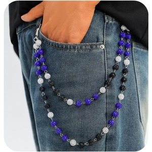 Nouveauté, chaîne de ceinture de pantalon en jeans boule disco personnalisée de luxe chaînes hip hop perles strass chaîne de portefeuille pour hommes - Product Image 4