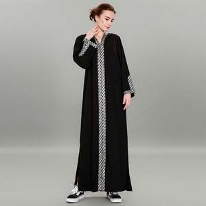 K384 Pakaian Muslim Lengan Panjang Terlaris, Gamis Islami Polos Hitam, Gaun Abaya Sederhana - Product Image 2