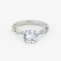 Bague de mariage solitaire en diamant de laboratoire taille brillant 0,5-3 carats, pavé infini, en or massif 10K/14K/18K plaqué rhodium, certifiée IGI VVS