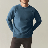 Sweat-shirt en molleton à col rond et manches raglan pour homme, coupe ample, logo personnalisé en tissu, faible MOQ, vente en gros, streetwear, pull-over