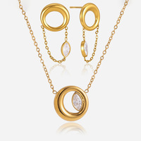 Accessoires en cristal lisse de haute qualité, ensembles de colliers et boucles d'oreilles minimalistes assortis, bijoux durables plaqués or TGXL14134