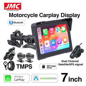 JMC Nueva Pantalla Táctil Inalámbrica de 7 Pulgadas para Motocicleta, con Carplay y Android Auto, Resistente al Agua, con Cámaras Delanteras y Traseras, WiFi - Product Image 1