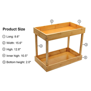 Porte-épices à 2 niveaux Organisateur <span class=keywords><strong>sous</strong></span> évier en bambou Tiroir de rangement en <span class=keywords><strong>bois</strong></span> Organisation de l'armoire <span class=keywords><strong>Étagère</strong></span> pour salle de bain - Product Image 3