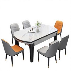 Table à manger ronde en bois massif avec plateau tournant, fonction cuisinière à induction, style moderne et luxueux, pour restaurant ou usage domestique - Product Image 1