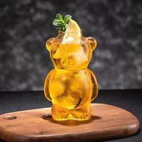 Tasse en verre borosilicate avec paille, forme d'ours, pour jus, café et eau