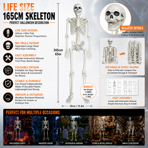 <span class=keywords><strong>Esqueleto</strong></span> <span class=keywords><strong>de</strong></span> Halloween <span class=keywords><strong>de</strong></span> 165 cm, tamaño real, articulado, realista, para decoración <span class=keywords><strong>de</strong></span> casas embrujadas y eventos <span class=keywords><strong>de</strong></span> Halloween. - Product Image 2