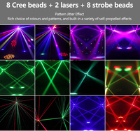 Projecteur LED à double tête Gecko 120W OEM/ODM d'usine, faisceau laser, stroboscope, tête mobile DMX512, activé par le son pour KTV, bar, fête