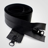 Fermeture éclair longue réversible à glissière continue en nylon TPU noir écologique, étanche, à verrouillage automatique, avec logo personnalisé sur les dents