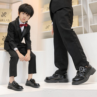Nouvelle Collection 2025 : Chaussures d'Automne en Cuir Noir Style Britannique à Semelle Souple pour Garçons, Idéales pour l'École Primaire