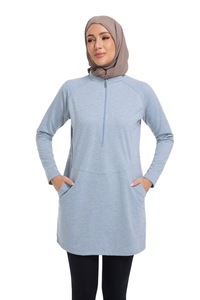 Felpe Sportive da Donna Musulmana <span class=keywords><strong>con</strong></span> Logo Personalizzato, Taglie S-3XL, Manica Lunga, Mezza Zip, Top Modesti per Fitness e Tennis <span class=keywords><strong>con</strong></span> Tasca - Product Image 6