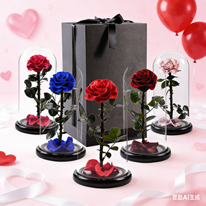 Wholesale <b>Valentine</b> Day Gifts Preserved Rose in Glass Gift <b>Box</b> Preserved Forever Roses Flowers in Glass Dome - Product Image 3