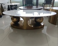 Dubai Design Table basse ovale en marbre haut de gamme Mobilier de salon durable et moderne pour villa, hôtel ou maison