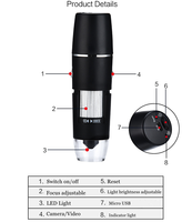 Microscope numérique électronique USB WIFI 1000X avec lumière LED pour smartphone IOS Android Microsoft System