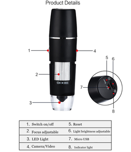 Microscope numérique électronique USB WIFI 1000X avec lumière LED pour smartphone IOS Android <span class=keywords><strong>Microsoft</strong></span> System - Product Image 5