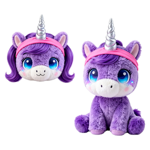 Peluche <span class=keywords><strong>Unicorno</strong></span> <span class=keywords><strong>Viola</strong></span> con Fascia per Capelli, Regalo di Compleanno per Bambini - Product Image 1