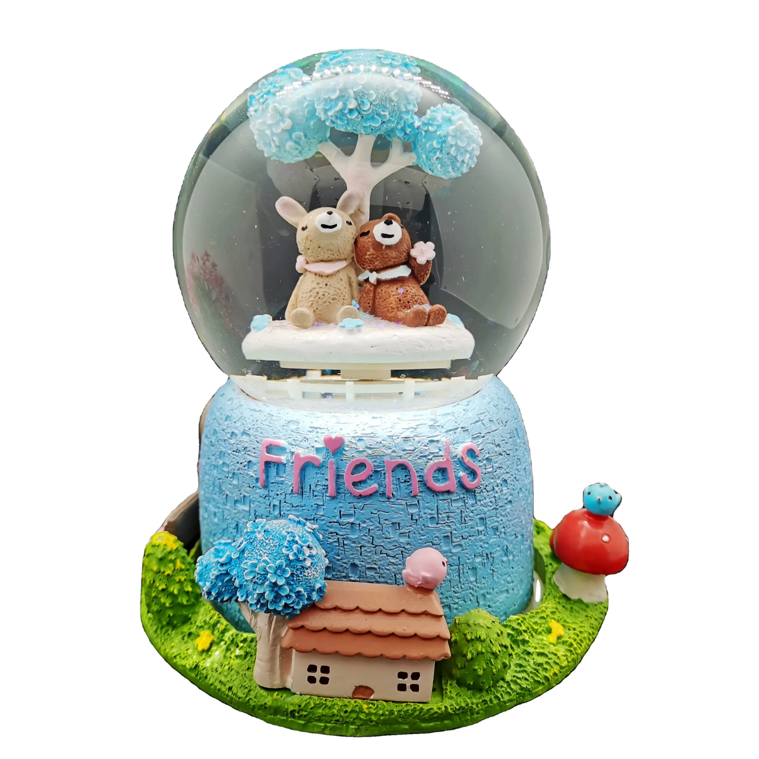 Birthday Gifts Souvenirs Rotates and Lights Snow Globe Resin Crafts for Girls