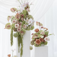Boule de fleurs suspendue en soie rose et hortensia vert, 30 cm, toucher réel, 70 cm, pour décoration de table de mariage, fournisseur de fleurs de mariage