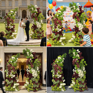 Arco de Flores Artificiales de Seda de Alta Gama, Hecho a Mano, Moderno, con Hortensias y Rosas Realistas, Color Personalizado, Decoración para Bodas - Product Image 2
