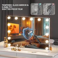 Coiffeuse moderne avec miroir LED style Hollywood, pour chambre à coucher, avec tiroirs et miroirs LED intégrés
