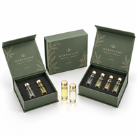 Boîte magnétique pour huiles, recyclée, 50 ml, 100 ml, ensemble de huit flacons, boîte magnétique pliable en carton ondulé Kraft avec feuille d'argent pour huiles végétales