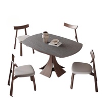 Table à manger télescopique pliable en bois massif de haute qualité, plateau en pierre frittée, style moderne et luxueux, simple, italien, Wabi-Sabi