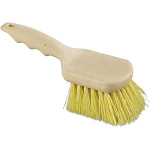 Brosse de nettoyage multi-usages en polypropylène à poils crème Boardwalk, 5,5 pouces, avec manche en plastique beige de 3 pouces, pour le nettoyage des sols et des vaisselles - Product Image 1