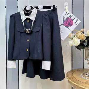 <span class=keywords><strong>Giacca</strong></span> monopetto da <span class=keywords><strong>donna</strong></span> a scacchi <span class=keywords><strong>Tweed</strong></span> a 2 pezzi con decorazione a bottoni e Set gonna corta - Product Image 2