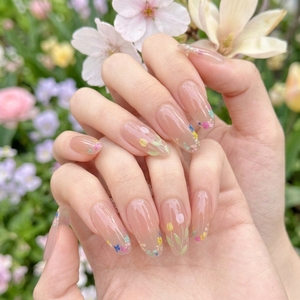 <span class=keywords><strong>Uñas</strong></span> Postizas Elegantes Pintadas a Mano con Diseño <span class=keywords><strong>de</strong></span> <span class=keywords><strong>Tulipanes</strong></span>, Color Rosa Nude, Reutilizables, Ovaladas, para Uso Diario, Gran Venta <span class=keywords><strong>de</strong></span> Primavera/Verano TSZS - Product Image 2