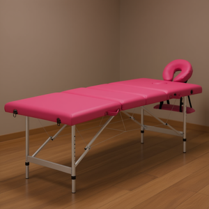 Table de massage pliable en aluminium rose, 4 zones, appui-tête intégré, mobilier de salon - Product Image 2