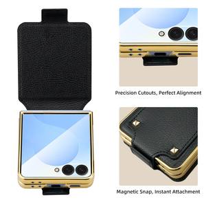 Étui de téléphone avec support d'anneau pour Samsung <span class=keywords><strong>Z</strong></span> <span class=keywords><strong>Flip</strong></span> 5 <span class=keywords><strong>4</strong></span> 3 Étui en cuir tendance antichoc pour Galaxy <span class=keywords><strong>Z</strong></span> <span class=keywords><strong>Flip</strong></span> 7 6 - Product Image 3