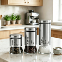 Bocaux de conservation alimentaire en verre personnalisés en gros avec couvercle en acier inoxydable, récipients hermétiques pour épices, café, thé, fournitures de cuisine et de garde-manger
