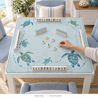 Tapis de Mahjong Yugaland en Caoutchouc à Épaisseur Uniforme, Antidérapant, Inodore, Lavable, Réducteur de Bruit, 800*800mm, 3mm, pour Club de Mahjong et Salon