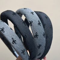 Tissu large nœud papillon bandeau pour femmes éponge noir et gris couleur arc bandeau français élégance femme accessoire de cheveux
