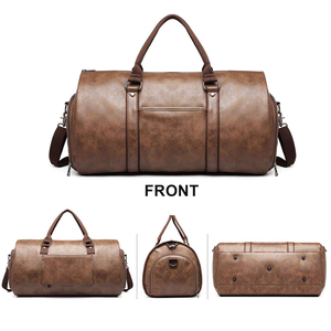 Bolsa de Viaje de Cuero Seco, Bolsa de Gimnasio, Maletín con Cierre de Cremallera, Convertible para Ropa, Bolsa de Fin de Semana Tipo Barril - Product Image 6