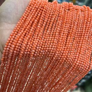 Perline di Agata Rotonde Sfaccettate <span class=keywords><strong>Rosso</strong></span> <span class=keywords><strong>Scuro</strong></span> Arancione 3mm 4mm 8mm, Perline Mimi in Cristallo, Perline a Disco Duro Angolate, Corallo di Bambù Marino per Gioielli e Bracciali - Product Image 3