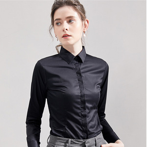 Camisa de Bambú para Mujer, <span class=keywords><strong>Manga</strong></span> Larga, Cierre de Botones, <span class=keywords><strong>Blusa</strong></span> Blanca Clásica de Oficina, Transpirable, Suave, Informal, Elegante, Corte Entallado - Product Image 3