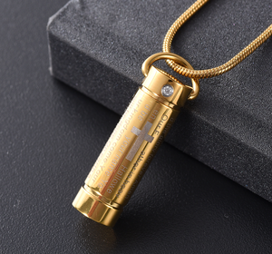 Alkitab Tuan Doa Lintas Kremasi Perhiasan untuk Abu Liontin Stainless Steel Guci Kenang-kenangan Peringatan Kalung untuk Pria/Wanita - Product Image 1