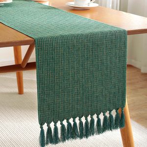 Nouvel arrivage <span class=keywords><strong>Chemin</strong></span> <span class=keywords><strong>de</strong></span> <span class=keywords><strong>table</strong></span> <span class=keywords><strong>de</strong></span> Noël <span class=keywords><strong>vert</strong></span> foncé <span class=keywords><strong>Chemin</strong></span> <span class=keywords><strong>de</strong></span> <span class=keywords><strong>table</strong></span> bohème en lin et polyester avec pompon avec logo - Product Image 1