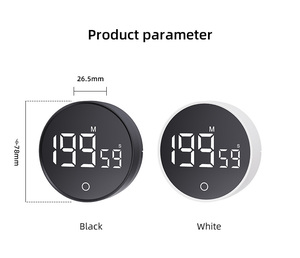 Minuteur de cuisine magnétique rotatif, écologique et tendance, avec affichage LED, contrôle tactile, piles AAA, pour la cuisson et l'étude - Product Image 6