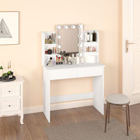 Meilleure Vente Coiffeuse Moderne et Simple de Style Royal Français Nordique avec Miroir LED, Luxe Vintage pour Chambre et Salle de Bain