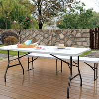 Table à manger pliante en plastique, vente directe d'usine, très vendue, 6 pieds, légère, moderne, pour usage extérieur