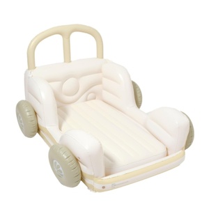 Lit gonflable en PVC avec revêtement floqué 160*120*90 CM couleur beige pour enfants, pour dormir à l'intérieur de la chambre et en camping en plein air - Product Image 1