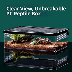 <span class=keywords><strong>Terrarium</strong></span> Transparent pour Reptiles – Boîte de Transport Respirante et Ventilée pour l'Alimentation et l'Élevage – Anti-Évasion avec Plateau en Plastique – Maisons Simples - Product Image 1