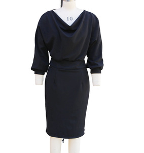 เดรสผู้หญิงคอวีแบบพันรอบตัว ความยาวปานกลาง - เดรสทรงเข้ารูปแขนทรงปีกค้างคาว พร้อมผ่าหลัง แฟชั่นเดรสผู้หญิง - Product Image 6