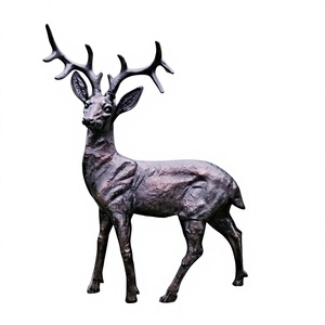 Statue de renne grandeur nature en bronze pour jardin, figurine animale personnalisée, sculpture de renne pour décoration au sol - Product Image 1