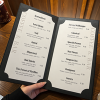 Menu de restaurant personnalisé en forme de livre relié, menu de cocktails en PU texturé relié rigide pour bar, café, restauration fine